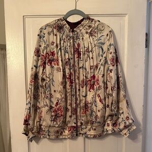 Women's Chico's reversible baseball silky jacket, SZ 3 (XL/XXL) floral & solid